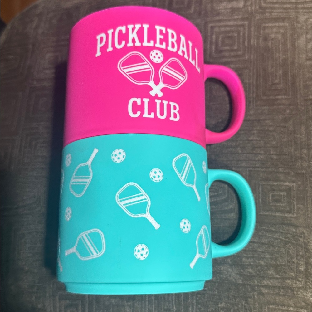 Pickleball Club Mug Set - Pink and Green 16 oz.